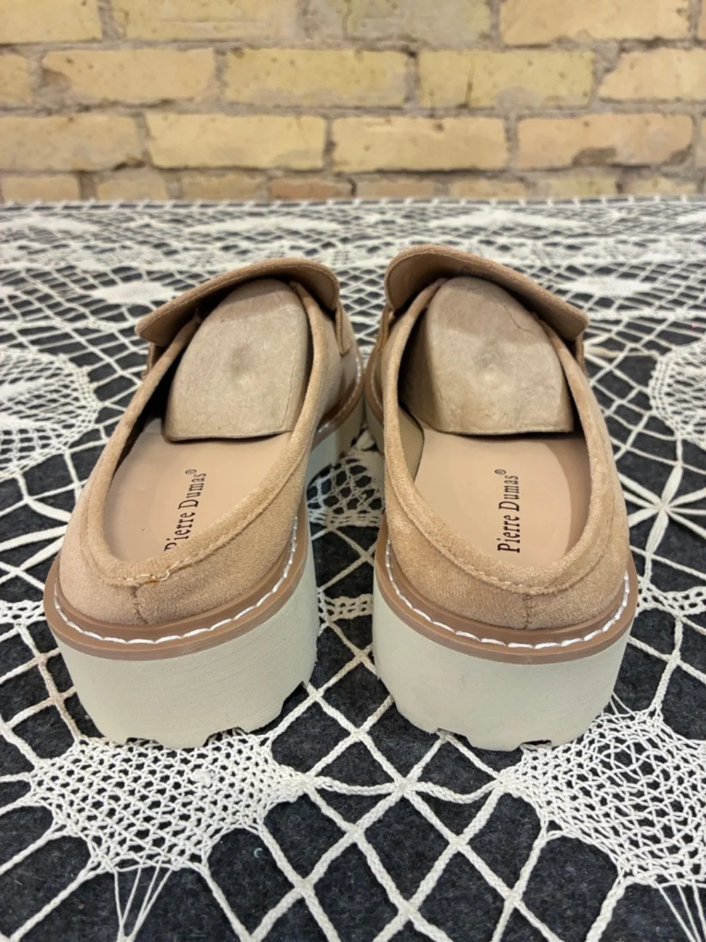 Pierre Dumas Mora Tan Faux Suede Chunky Slip-On Loafers, 9 - Picture 4 of 6